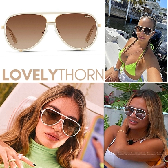 QUAY // ltd ed luxe combination white/gold frames brown polarized lens aviators - Picture 3 of 16